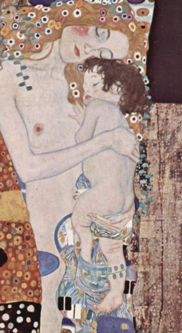 Gustav Klimt: majka se nježno sklanja nad usnulim djetetom